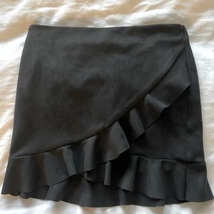 Black suede mini skirt